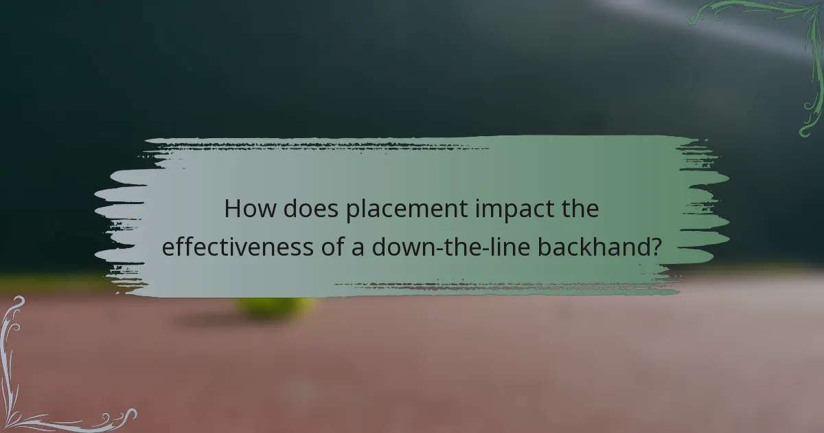 How does placement impact the effectiveness of a down-the-line backhand?
