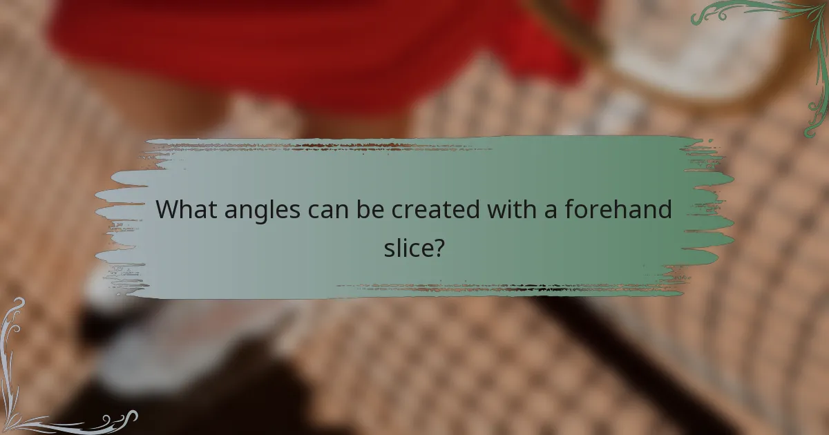 What angles can be created with a forehand slice?